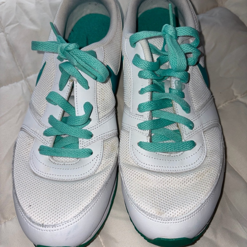 Nike White and Teal Athletic Shoes